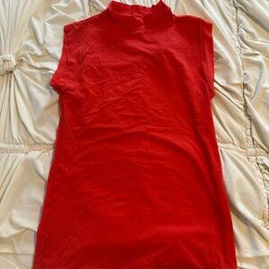 SKIMS Red Fitted Tank Top with Mock Neck